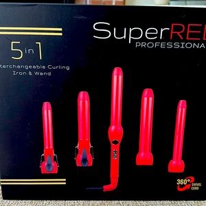 Bo Stegall Super Red professional 5 in 1 interchangeable curling iron and wand
